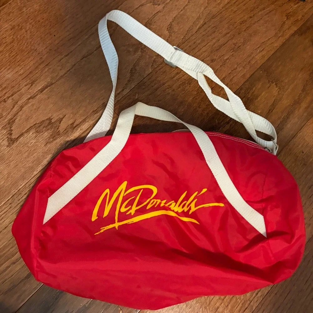 McDonalds Duffle Bag Vintage Retro Red Yellow Graphic Logo Gym Travel